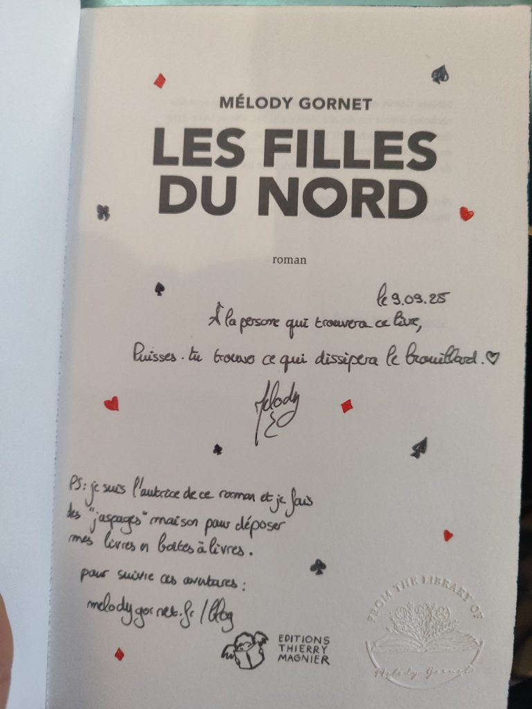 Dédicace sur le roman les Filles du Nord de Melody Gornet